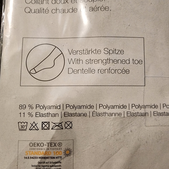 Ulla Popken Plus-size Black Micro-Fibre Tights with Reinforced Toes. Size22/24US - Picture 3 of 5